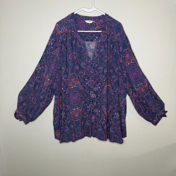 Terra & Sky Tops - Terra & Sky Blouse Colorful Paisley Spring Summer Print 100% Viscose Size 3X